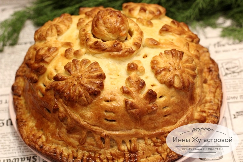 Слоеный блинный казачий пирог курник